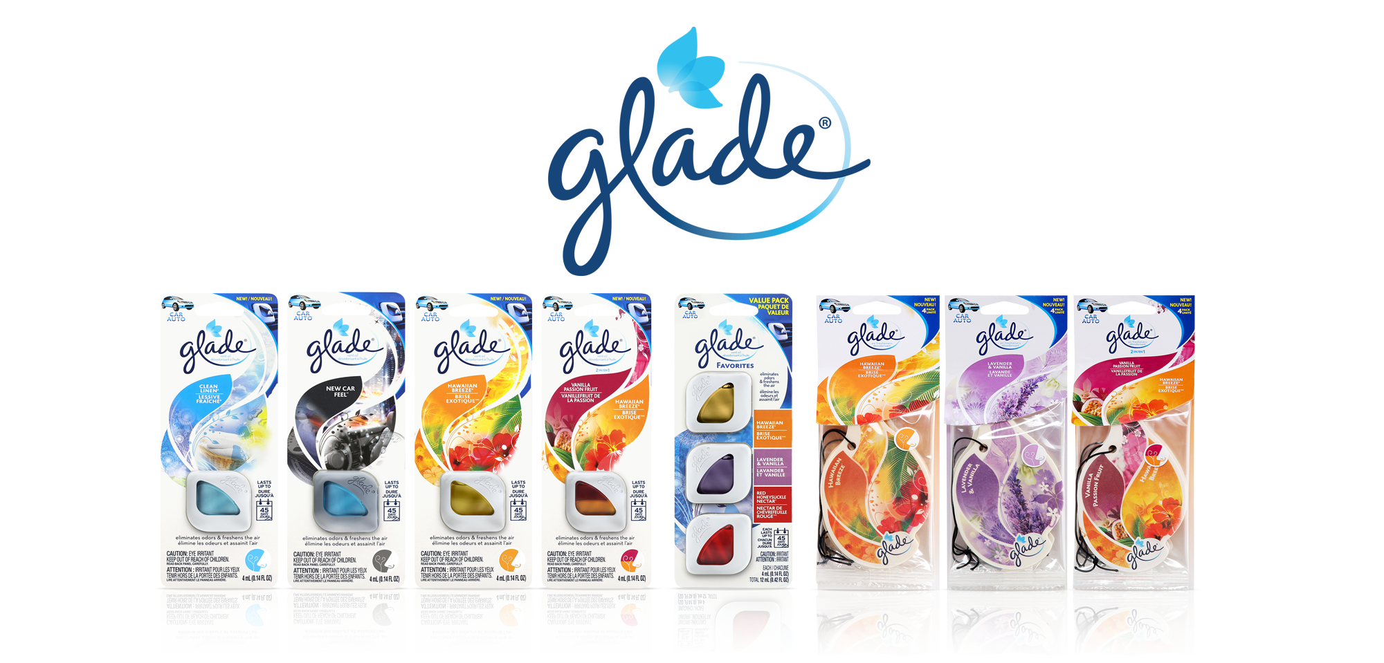 APF offers Glade® Air Care for your car – the #1 air freshener in the world.